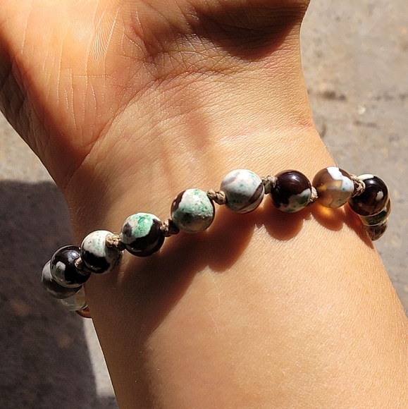 Agate Stone Glass Bead Handmade Bracelet - Picture 6 of 6